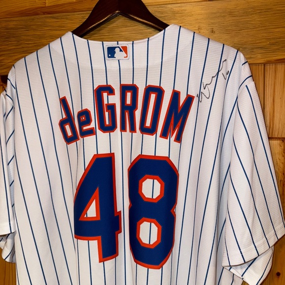 Men’s Nike #48 New York NY Mets MLB Baseball Jacob DeGrom Signed Jersey XXL 2XL - Picture 5 of 10